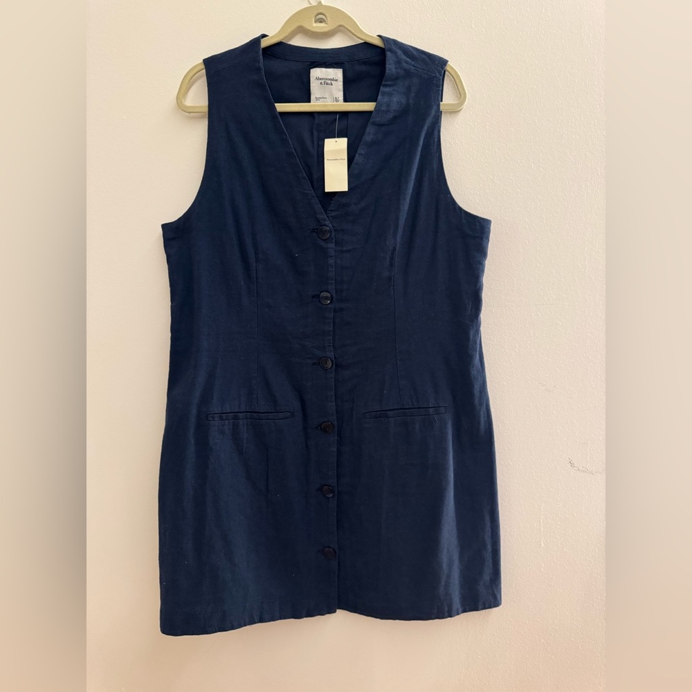 NWT Abercrombie & Fitch Navy Vest Mini Dress (XL TALL)